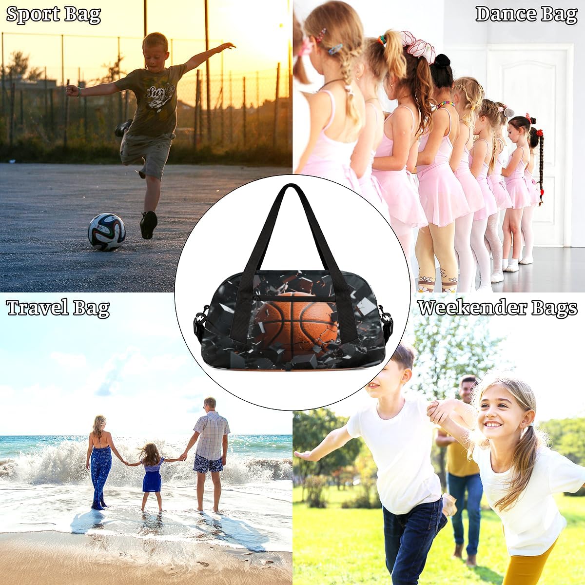 Smashed Basketball Duffel Bag for Kids Overnighter Small Duffle Bags for Boys & Girls, Sleepovers and Travel Duffel Bag for Kids, Carry-On Size & Ideal for School Practice or Sport Gym Bags