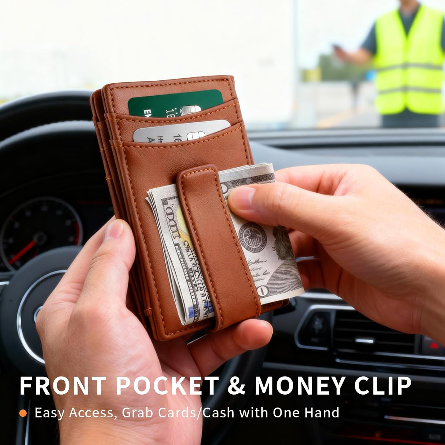 Men Wallet with Magnetic Closure, Leather Wallet for Men, Front Pocket Wallet, RFID Blocking Card Holder, 12 Card Slots, Money Clip, Minimalist Bifold Wallet, Gift Boxed, Gifts for Men - Image 6