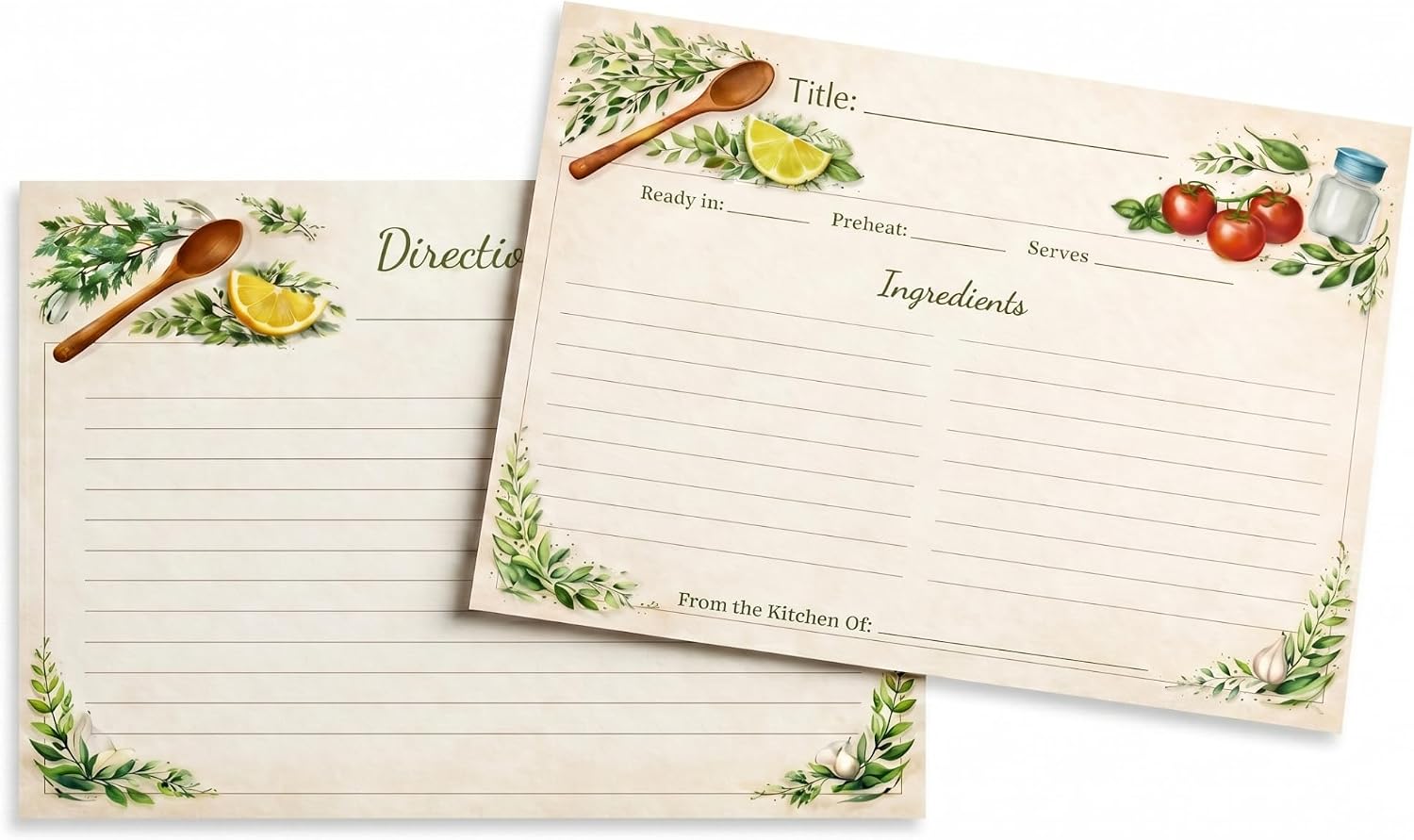 50 Pack Recipe Cards. Premium 4"x6" heavy cardstock. Double sided, perfect for recipe boxes, binders, Bridal showers, and Generational Memory Keeping. Wont smear.
