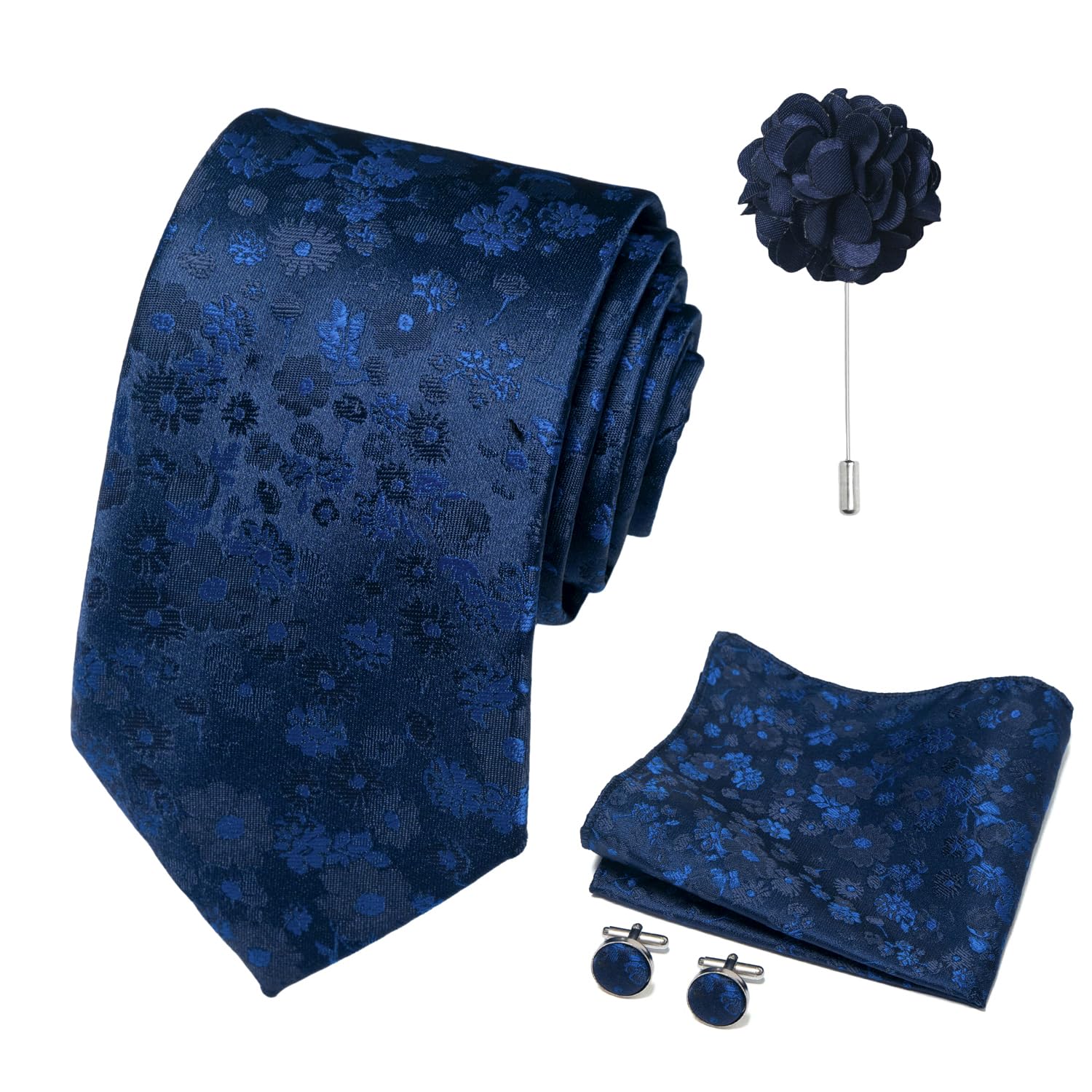 joy alice 70 Colors Ties Set Men Mixed Color Necktie Handkerchief Cufflinks Brooch 3.15 Formal