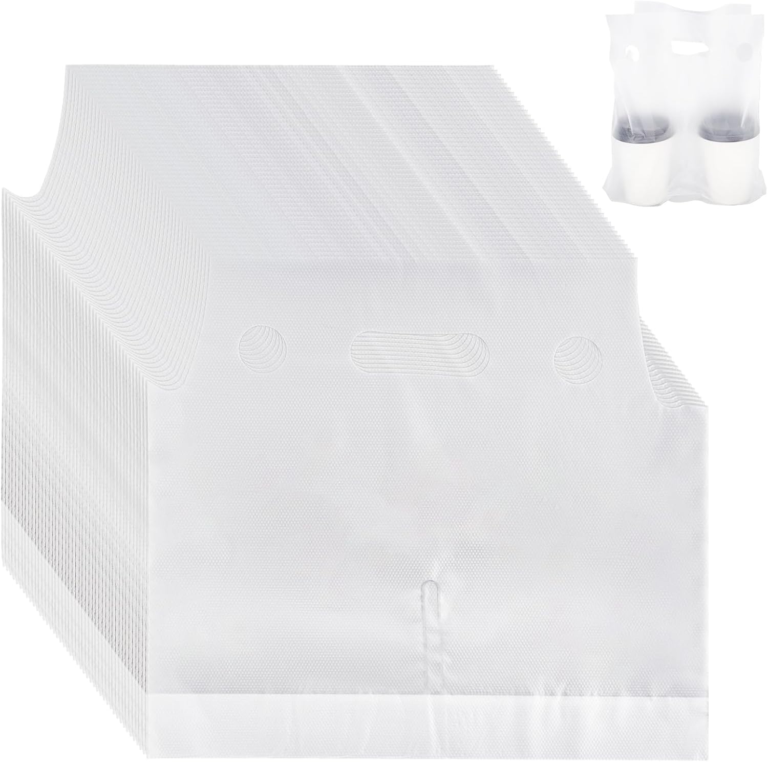 Whaline 1000 Count Handle Drinking Bags 2 Cups Handle Drink Carriers Clear Plastic Packaging Poly Bags for Delivery Take Out Cup Holder Beverage Coffee Juice Mike Tea Stores, 11 x 12.2 Inch
