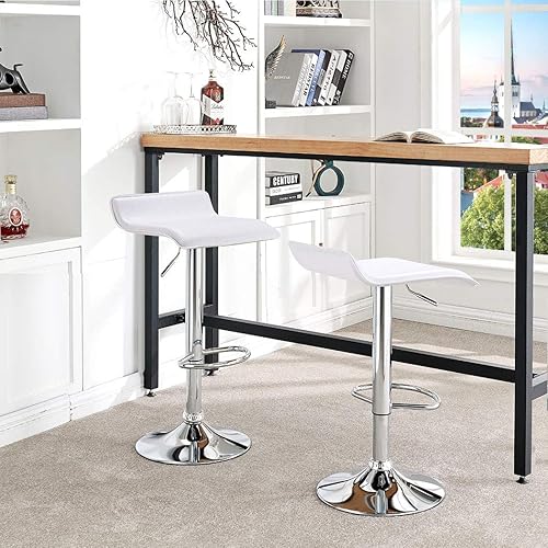Miniatura 7 de DUHOME Taburetes de bar modernos contemporáneos ajustables con asiento de cuero sillas de bar juego de 2 (gris)