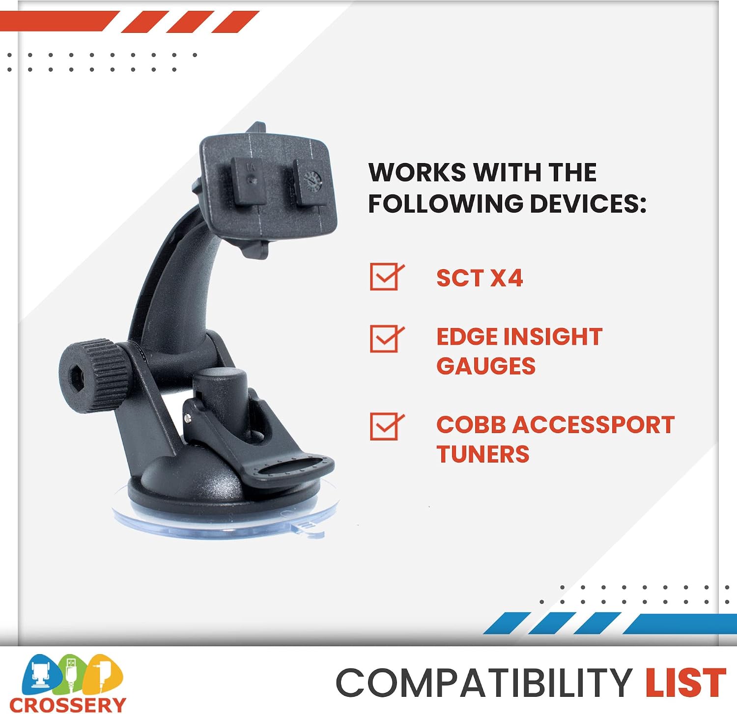 Crossery Cobb Accessport V3 Mount SCT X4 Mount Suction Cup Windshield Mount Monitor for WRX Edge CTS3 Monitor Edge CTS2 SCT X3 Ford Edge Evolution Cobb Accessport Mount Edge Insight CTS 2 9817