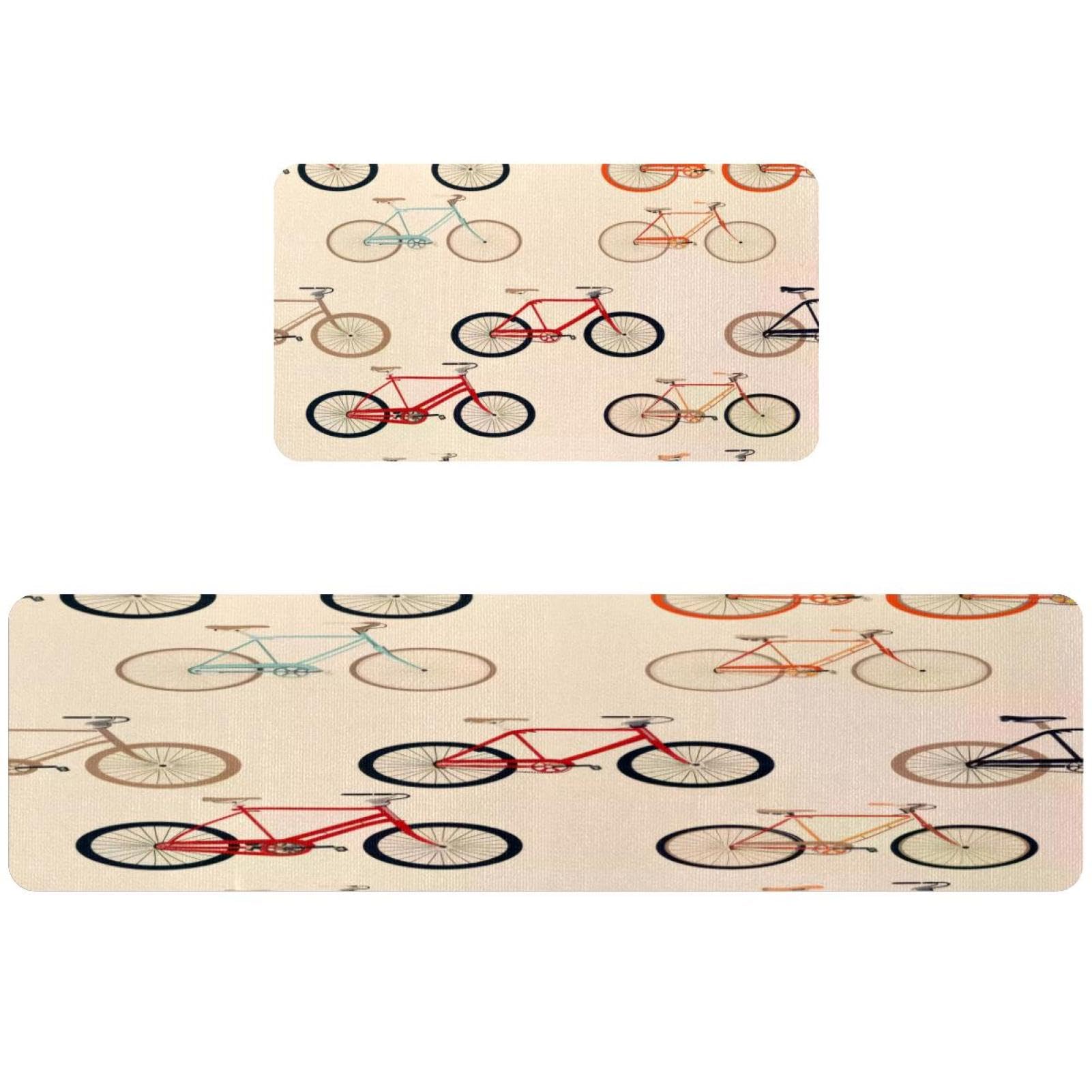 Alfombrillas de cocina VAPOKF lavables y absorbentes con diseño de bicicleta colorida