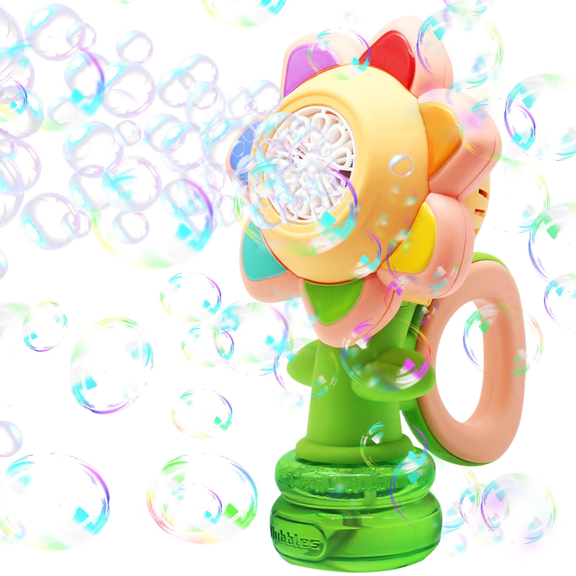 Bubble Machine for Kids, Dancing Sunflower Automatic Bubble Machine, 10000+ Bubbles Per Minute, Rechargeable Light Up Bubbles Maker, Summer Outdoor Toys for Boys and Girls