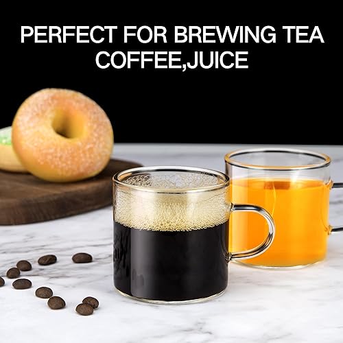 Miniatura 6 de Paquete de 6 tazas de café espresso de 4 onzas con asa, tazas de café pequeñas de vidrio, tazas de café de expreso, tazas demitasse para café con