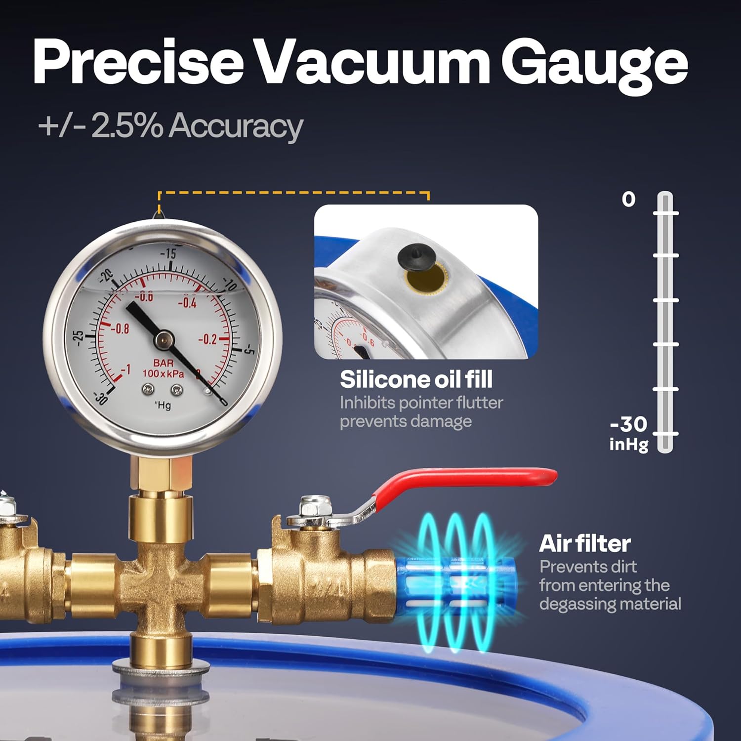 VIVOHOME 3 Gallon Vacuum Chamber with Pump with 5 Gallon Vacuum Chamber with Pump, 304 Stainless Steel Vacuum Degassing Chamber Kit with 3.5 CFM 1/4 HP Single Stage Vacuum Pump and Oil