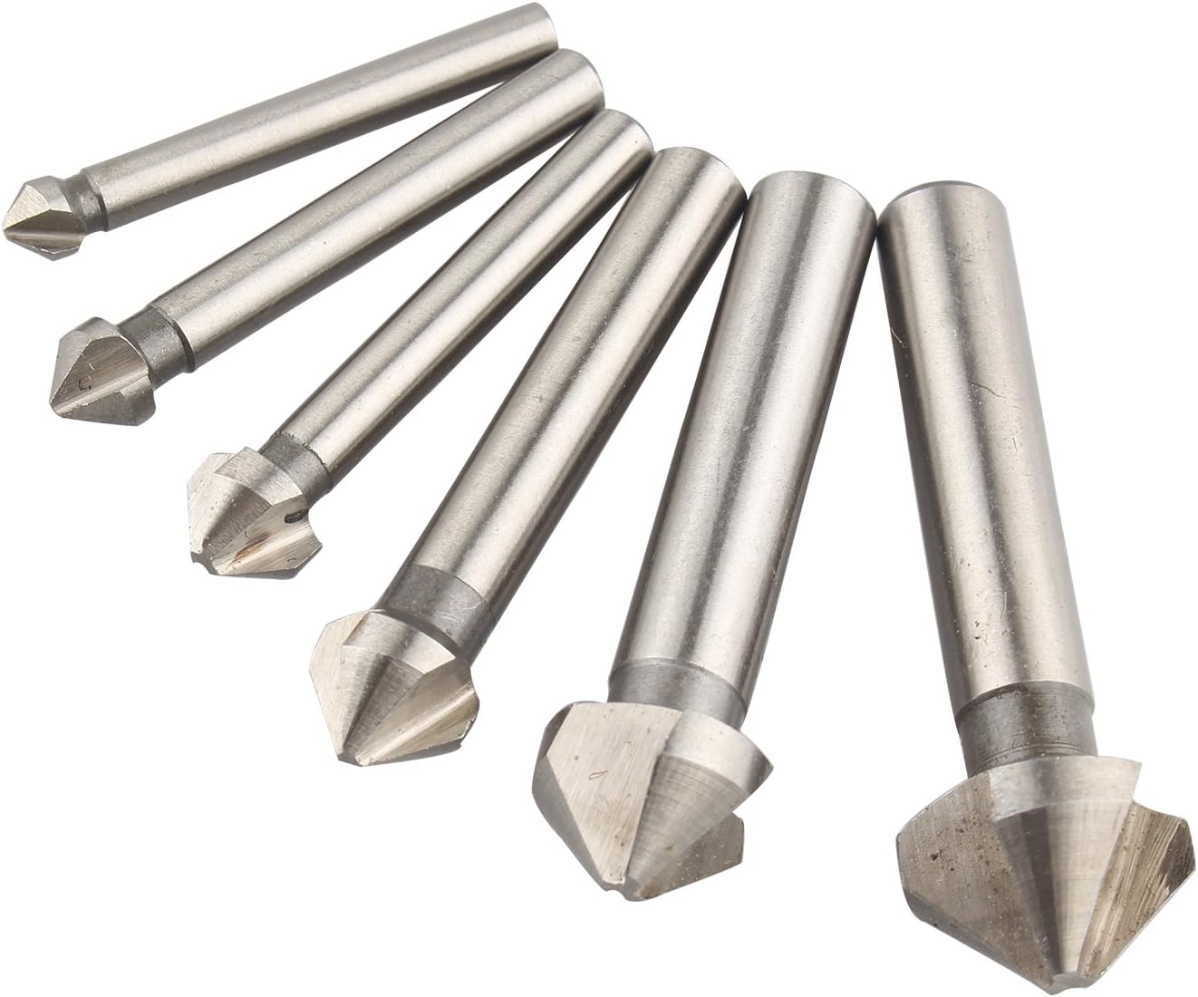 HALJIA 6 pcs 90 Degree 3 Flutes HSS Countersink Drill Bit Chamfer ...