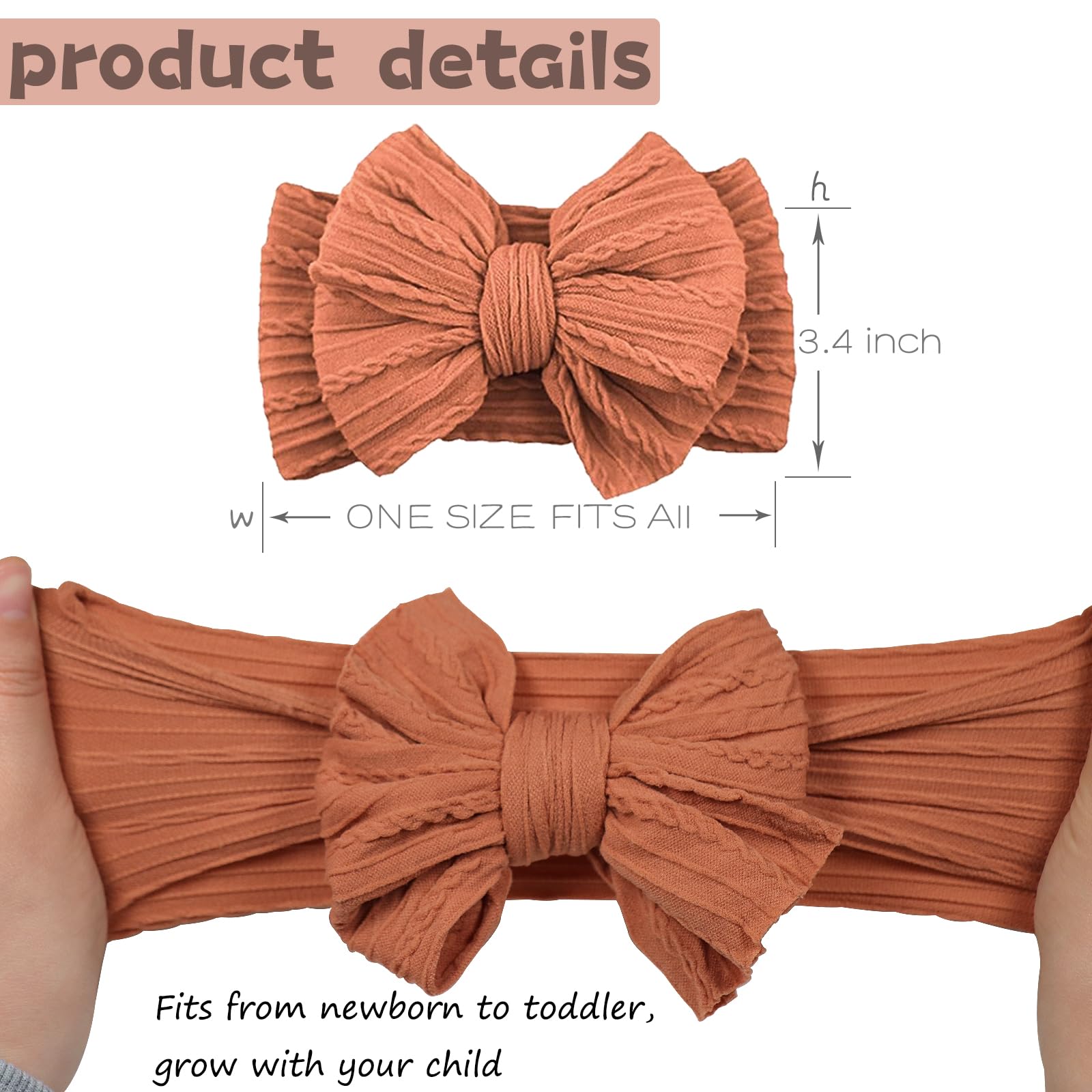 ALinmo 12 Pack Baby Headbands Super Soft Stretchy Nylon Hair Bands Hair Bows Hair Accessories for Baby Girls Newbrons infants Toddlers