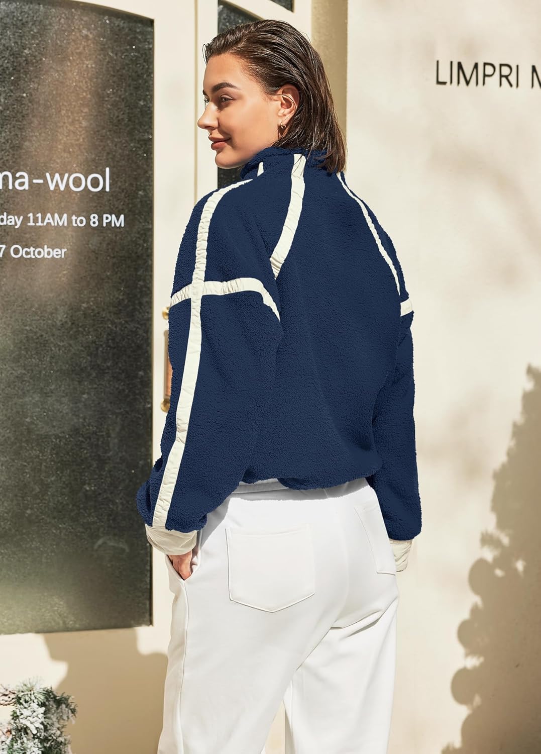 Panadila Womens Fleece Zip Up Jacket Fuzzy Sherpa Jacket Casual Teddy Coats Winter Outerwear with Pockets - Image 3