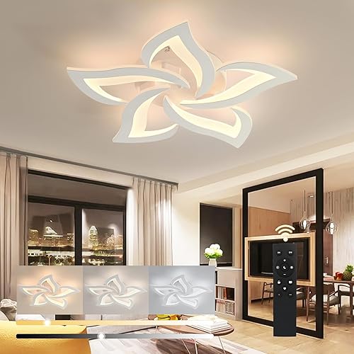 Lámpara de techo para sala de estar, moderna lámpara de techo LED regulable con control remoto, lámpara para lámparas grandes de techo, accesorios