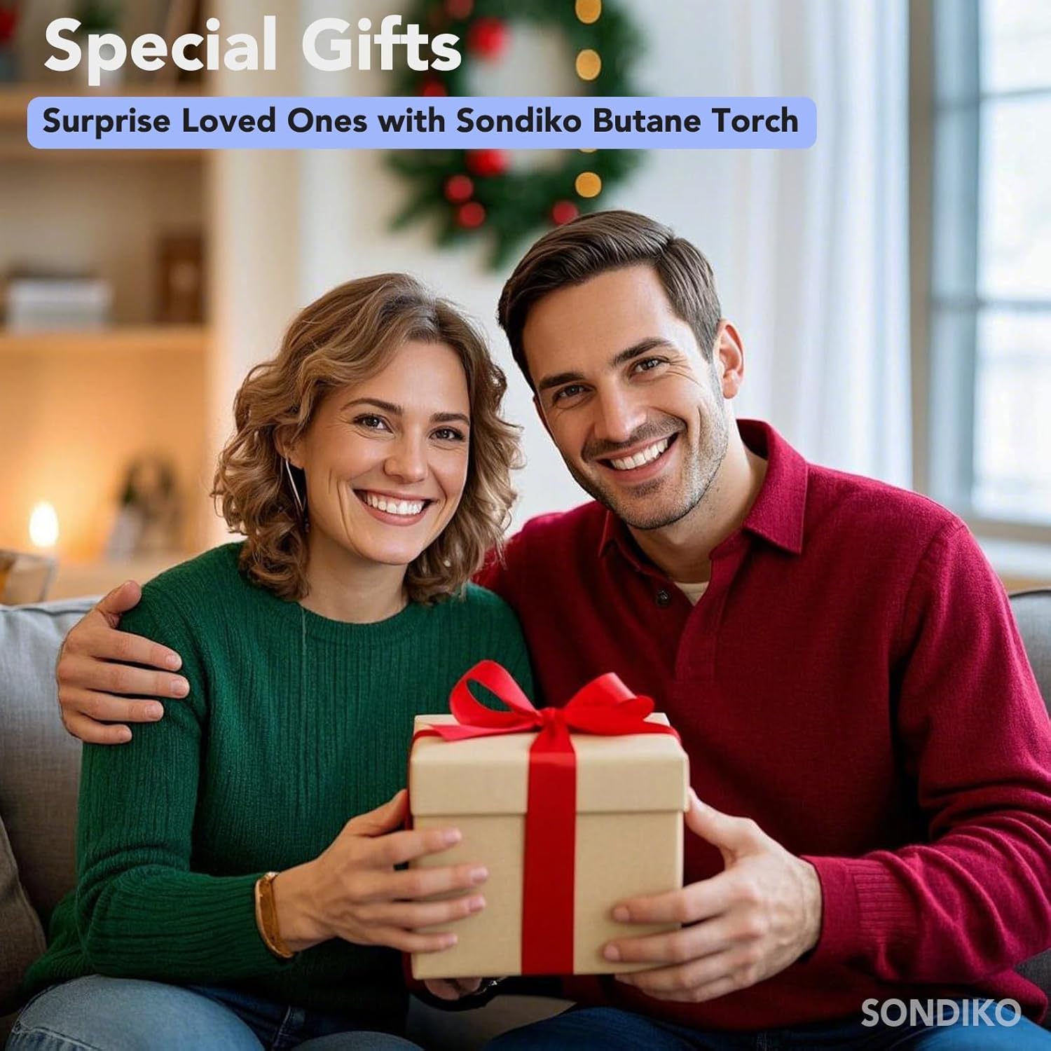 Sondiko Kichen Torch, Culinary Torch, Refillable Butane Torch with Safety Lock and Adjustable Flame for DIY, Creme Brulee, BBQ and Baking, Butane Gas Not Included, Black