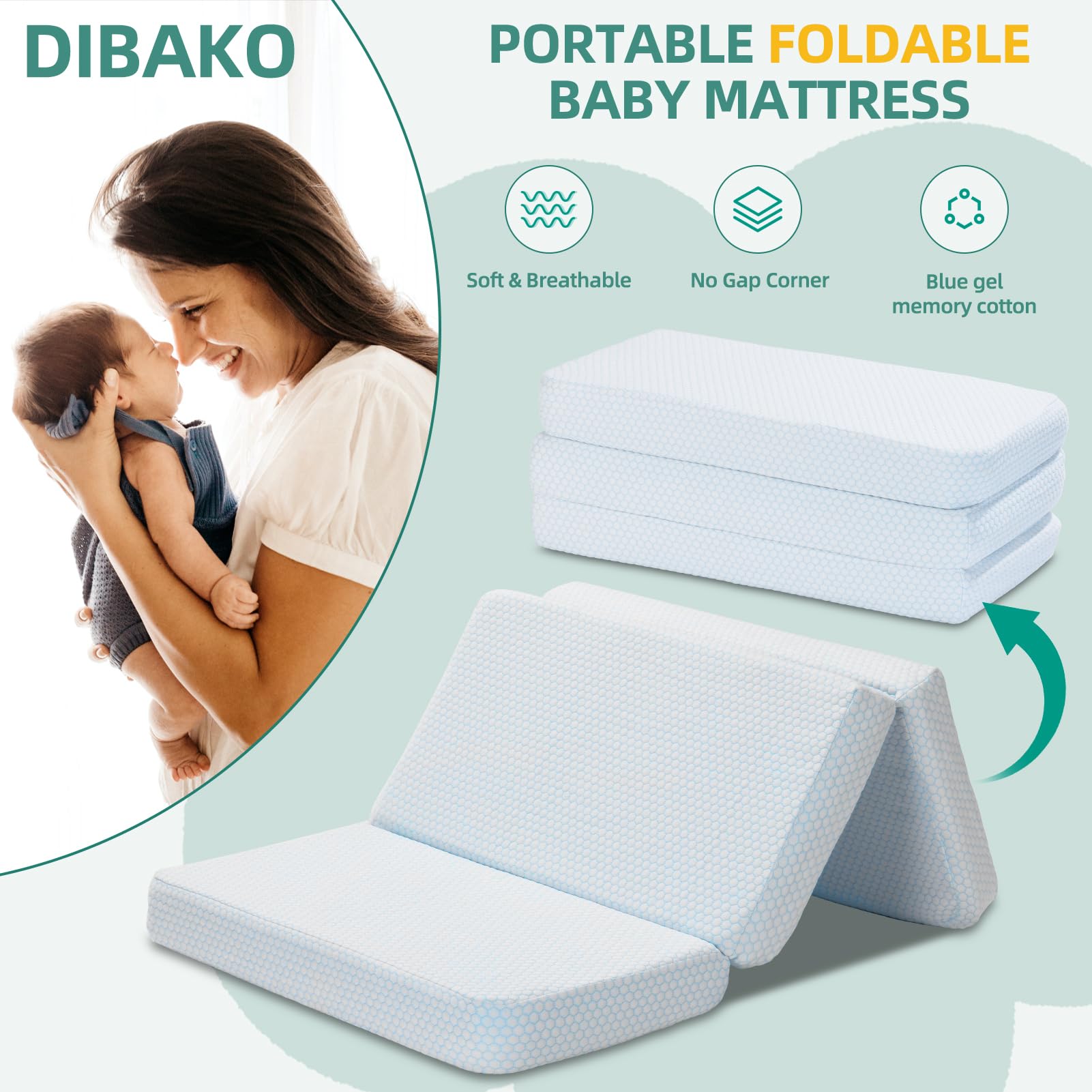 Toddler Mattress GKEVER Foldable Pack N Play Mattress Dual-Sided