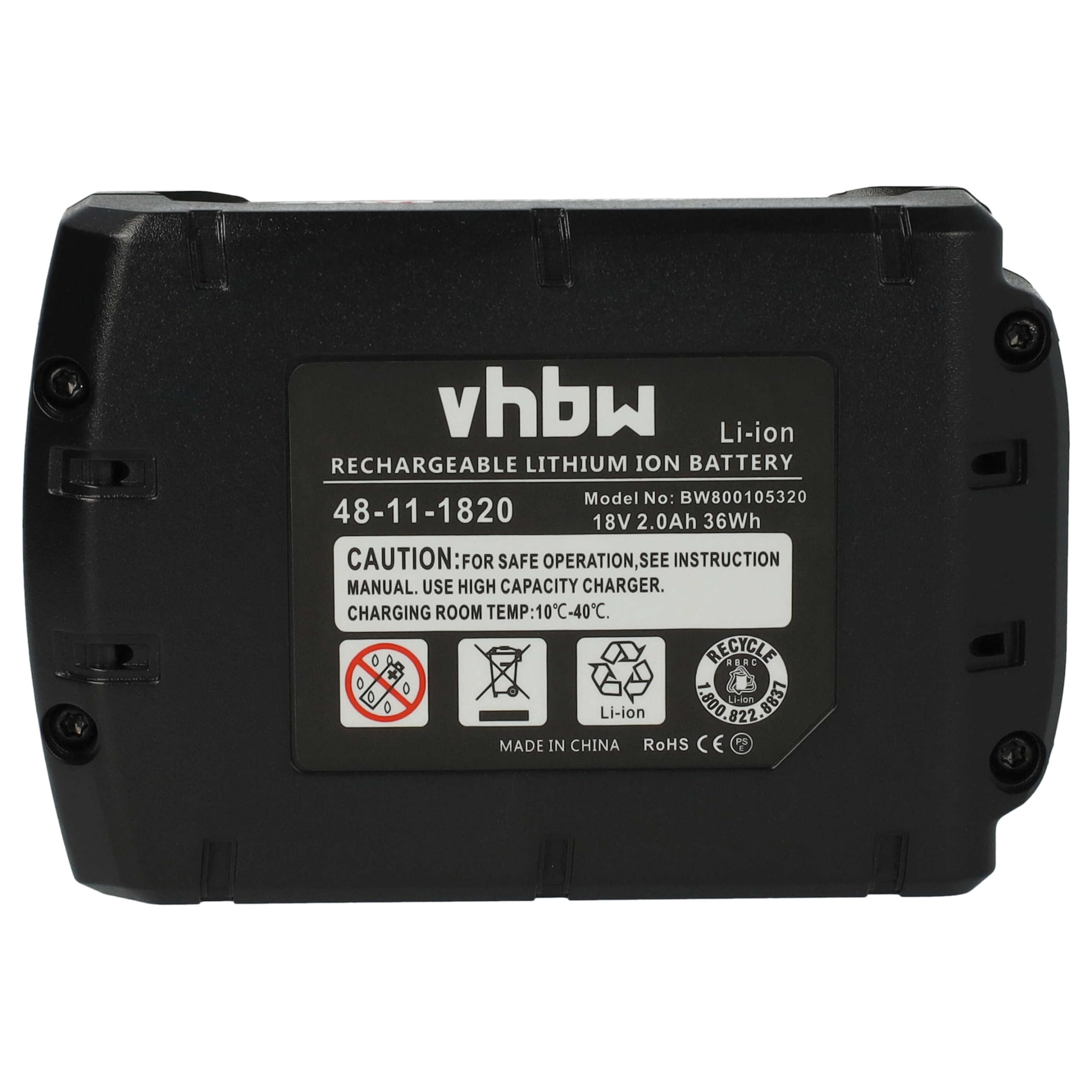 vhbw batteria sostituisce 48-11-1430, 48-11-1815N, 48111820, 48111815, 2198323, 48-11-1815 per utensile (2000 mAh, Li-Ion, 18 V)