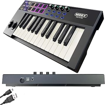 Midex Midi-25 PRO Midi Keyboard 25 Key Midi Keyboard 8 Pad