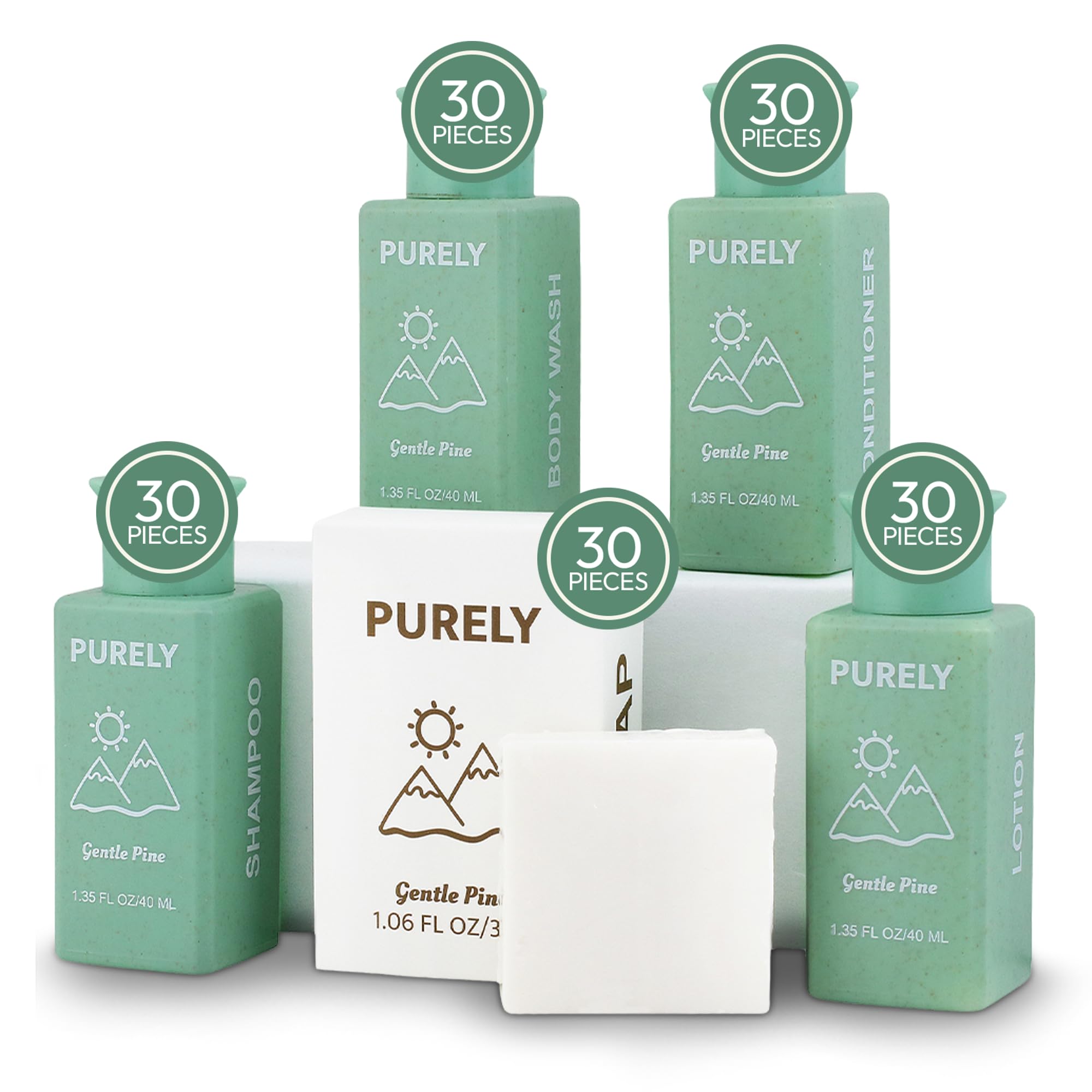 150‑Piece Bulk Travel Toiletries Set | Hotel & Airbnb Essentials | 1.3 oz Bottles (30 Shampoo, 30 Conditioner, 30 Body Wash, 30 Lotion, 30 Bar Soap) |