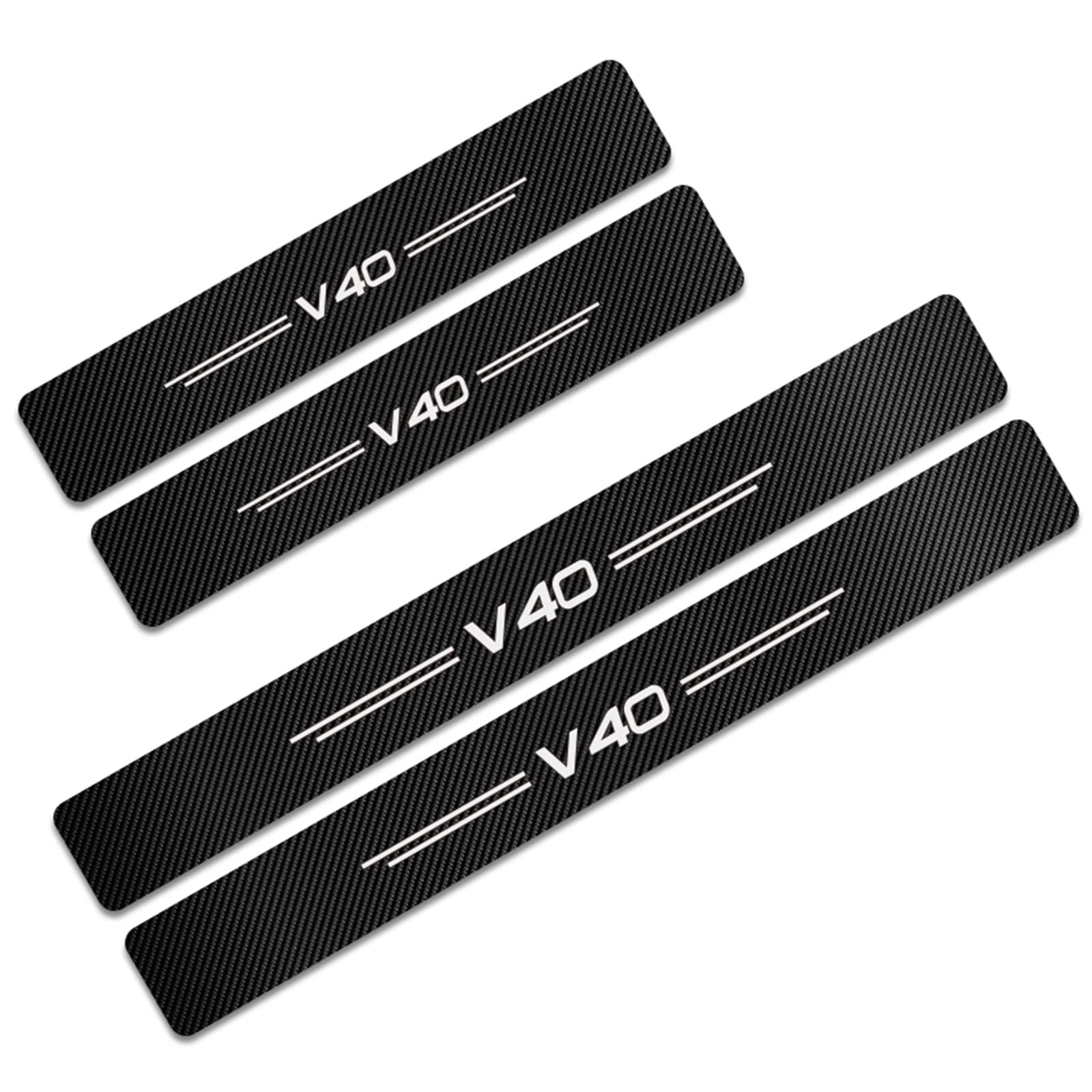 KAFMZEP Car Door Sill Protector for Volvo V40 4PCS Car Door Sill Scuff Plate Carbon Fiber Stickers Accessories,White