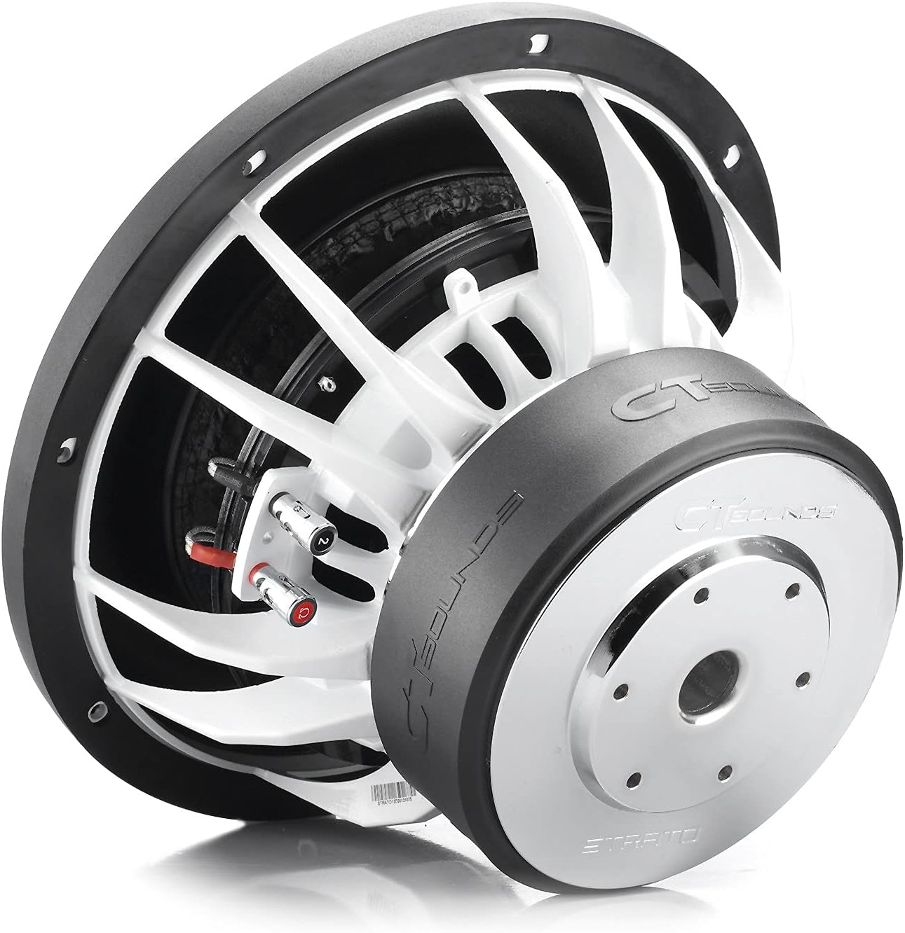 Side view of CT Sounds STRATO-12-D2 subwoofer with terminals