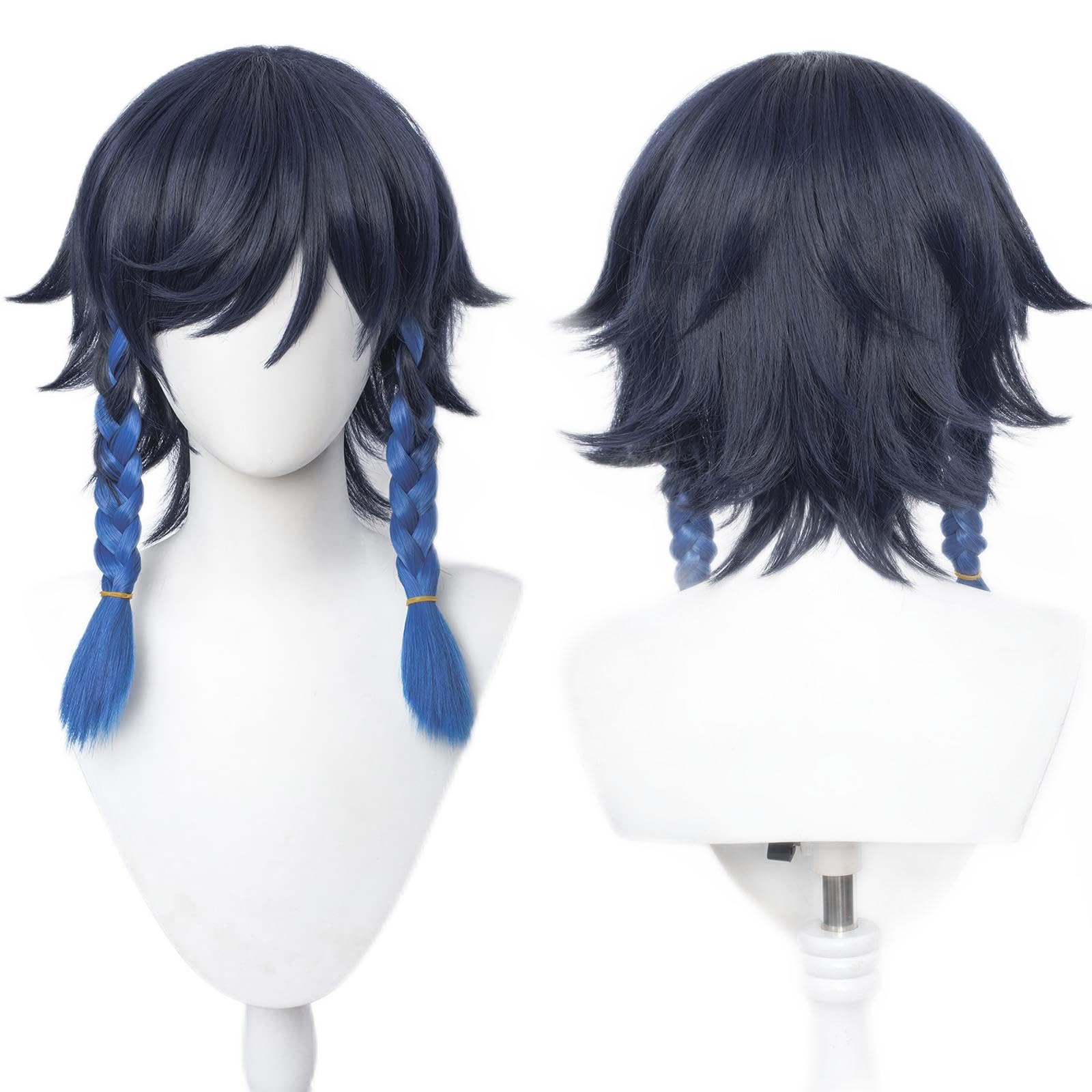LABEAUTÉ Anime Braids Cosplay Wigs for Venti Blue Braided Fluffy Wig for Halloween Party + Free Cap Blue - Venti