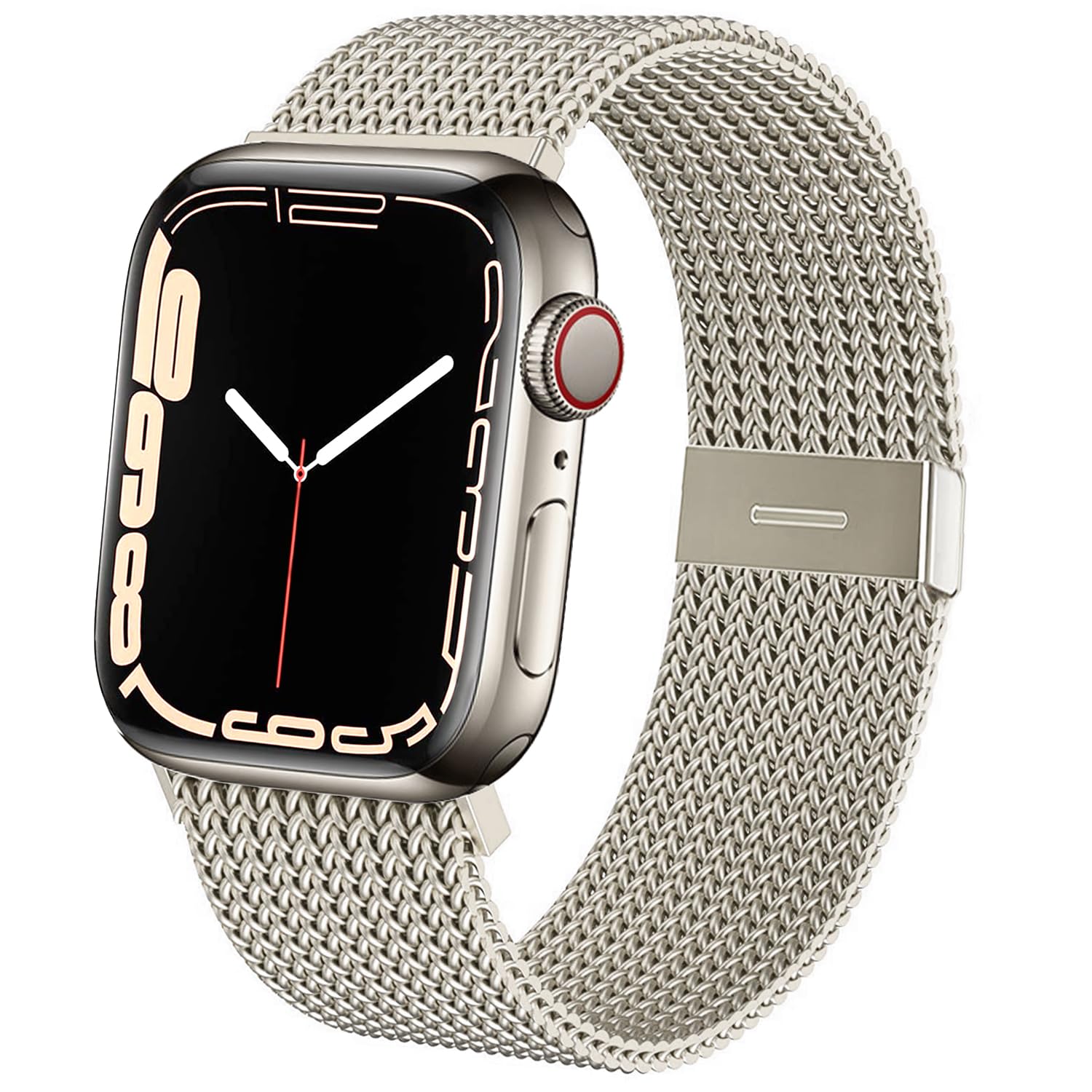 GURINA Straps Compatible with Apple Watch Strap 38mm 40mm 41mm, Metal Stainless Steel Mesh Loop Replacement Band Compatible with iWatch Ultra Series 8 7 6 5 4 3 2 1 SE, Starlight