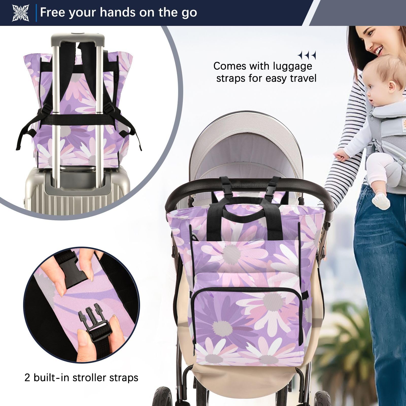 Bolsas de bebé para mamá suaves flores de lavanda pastel