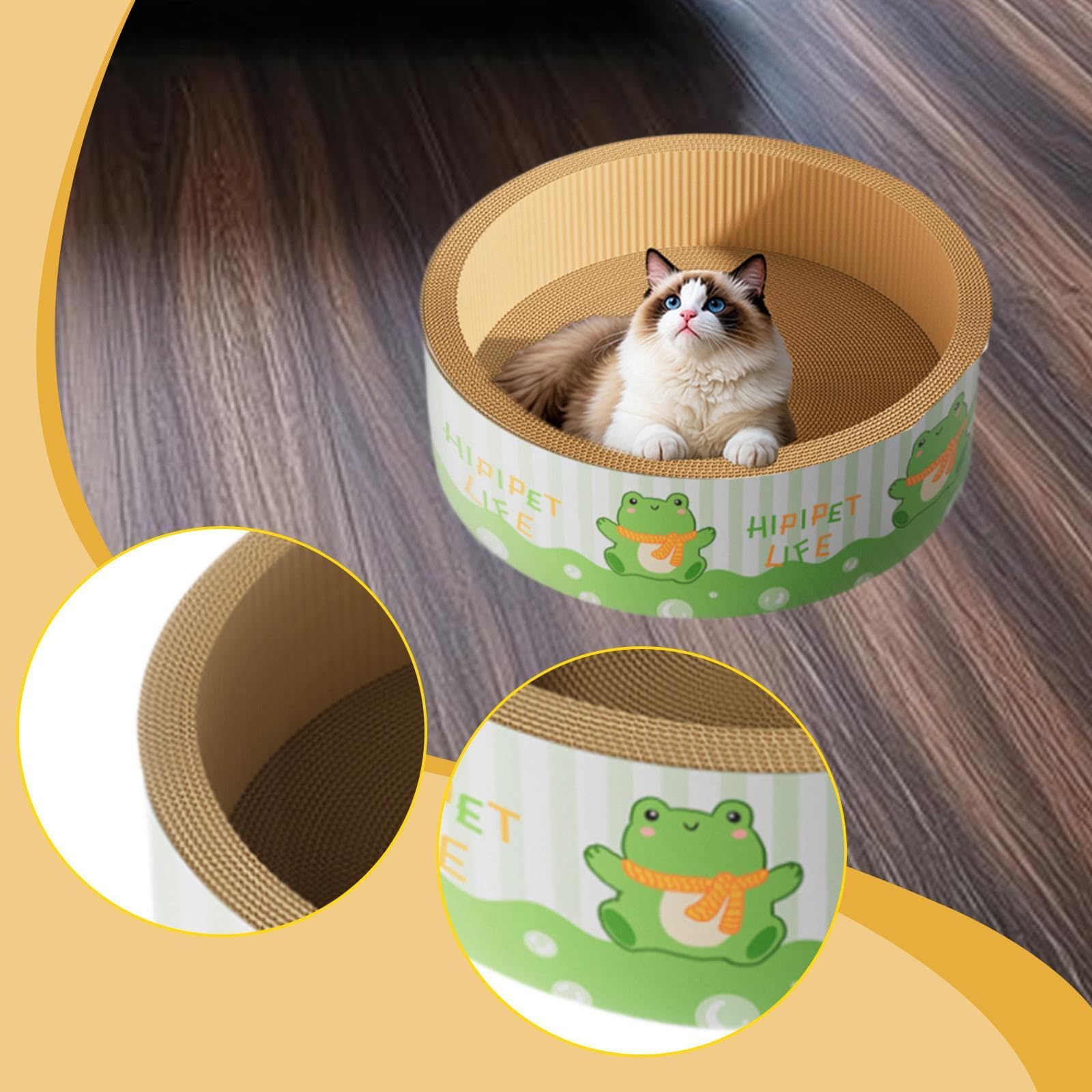 Cama rascadora de Papel Corrugado, Juguete para Gatos en casa, diseño Interactivo.