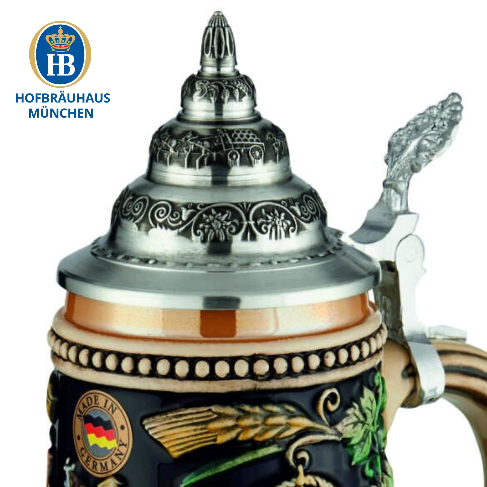 Reliefkrug Bierkrug Original "Hofbräuhaus" (0,25l, bunt) | Handarbeit Steinkrug | Bierbecher| Maßkrug | Geschenkidee für Herren und Damen