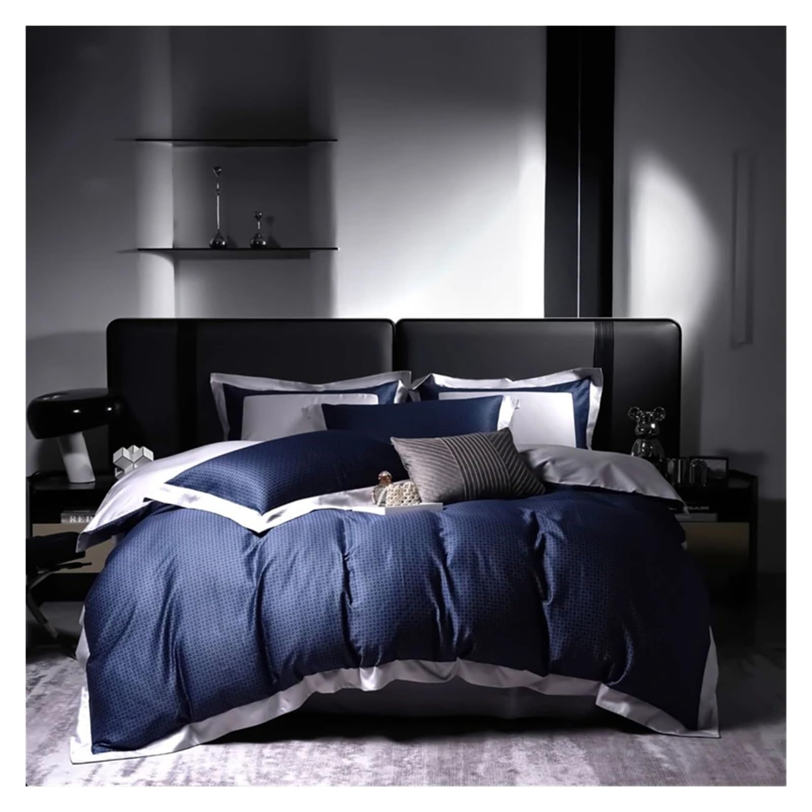 Parure de lit de luxe en coton égyptien 1000TC drap housse King 4 pièces douceur soyeuse