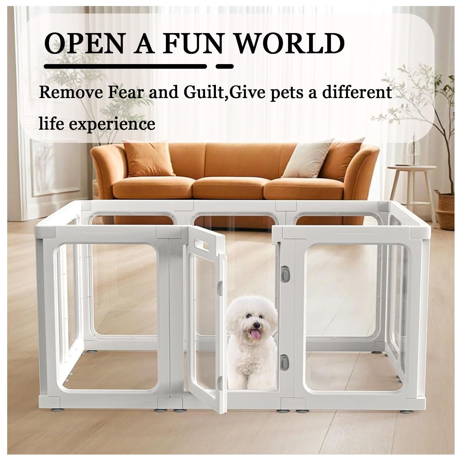 Recinto per Cuccioli al Coperto, Box per Il Parto dei Cuccioli, recinto per Cani in Acrilico, recinto Pieghevole per Cani con Porta di Passaggio, Adatto per Cani, Gatti, Conigli, recinto per