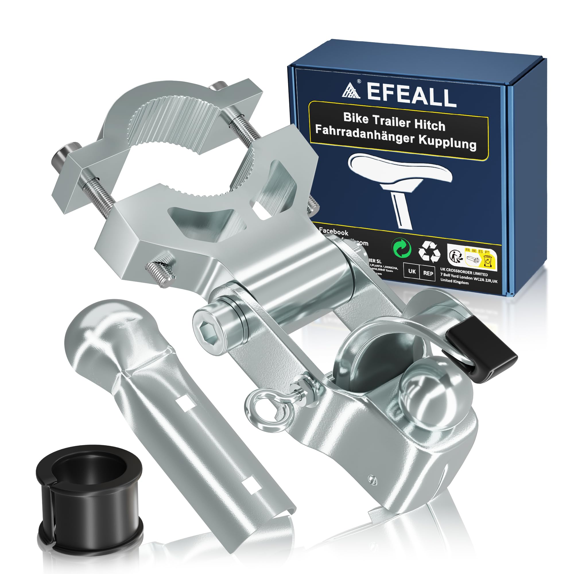 EFEALL Fahrrad Anhängerkupplung, Stabile Fahrradanhänger Kupplung aus Verzinktem Stahl für Sattelstützen Ø26–33 mm, Anhängerkupplung Fahrrad für Lastenanhänger, Ideal für Transport, Einkauf, Camping