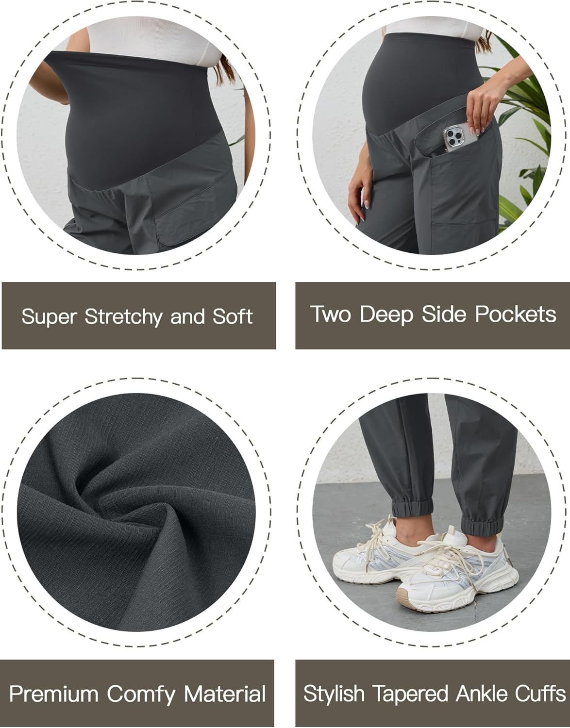 PACBREEZE Women's Maternity Cargo Joggers Quick-Dry Hiking Pants Active Outdoor Casual Pregnancy Sweatpants - Image 4