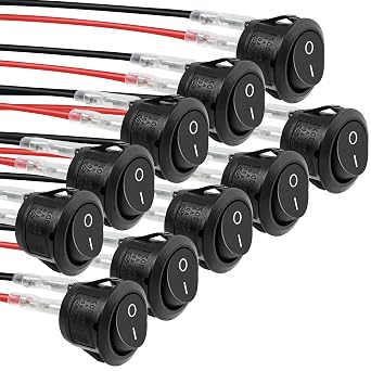 10Pcs Round Rocker Switch,Mini Circle Toggle Switch Rocker Switches | Mini Toggle Switch,Round Rocker Switch,20mm,AC 6A/250V 10A/125V,for Car, RV, Truck, Boat and Switch Panels