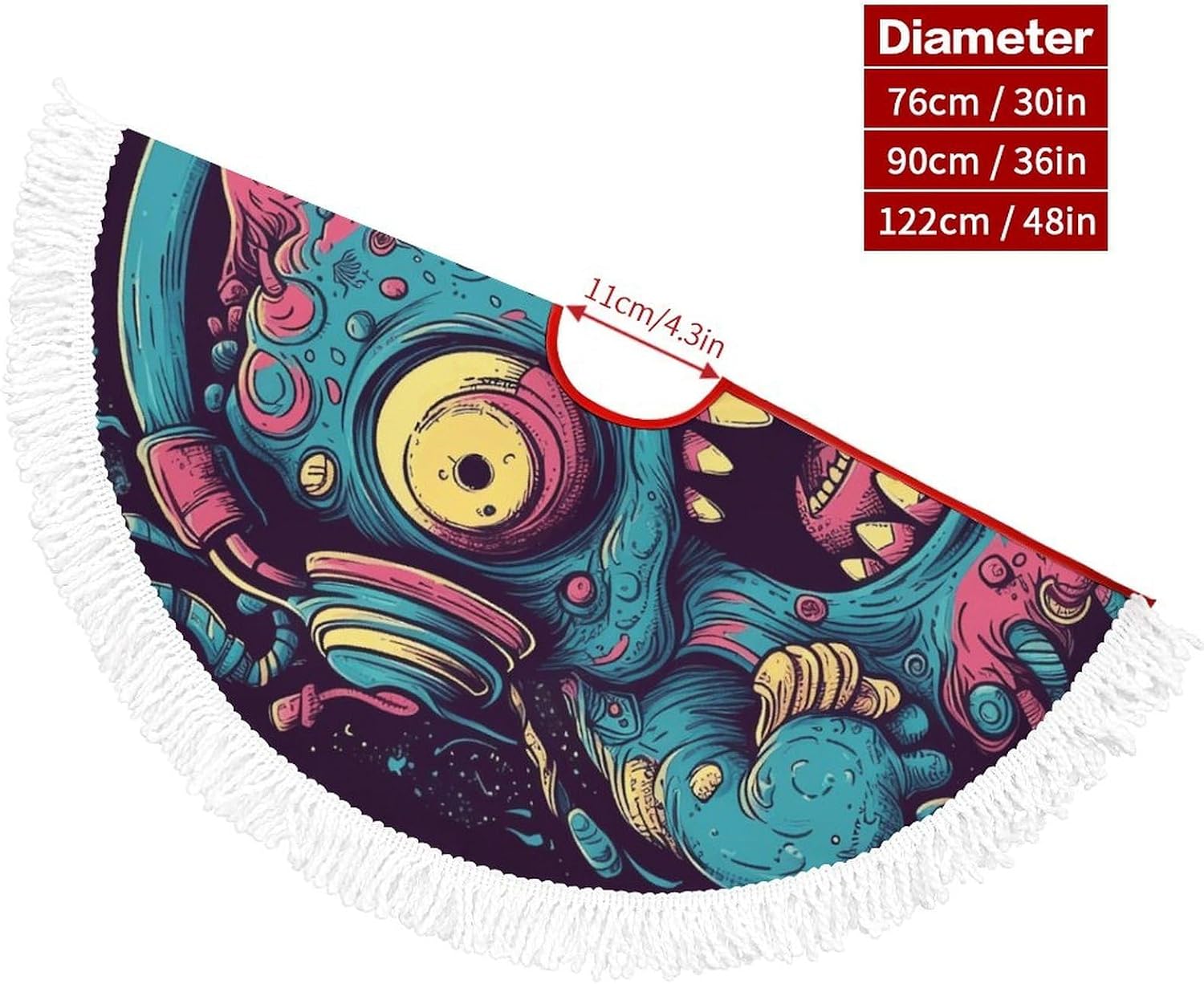 Christmas Tree Skirt Cute Xmas Trees Mat Skirts Personalization Christmas Round Tree Skirts for Holiday Party Decorative Supplies Love Music Monster