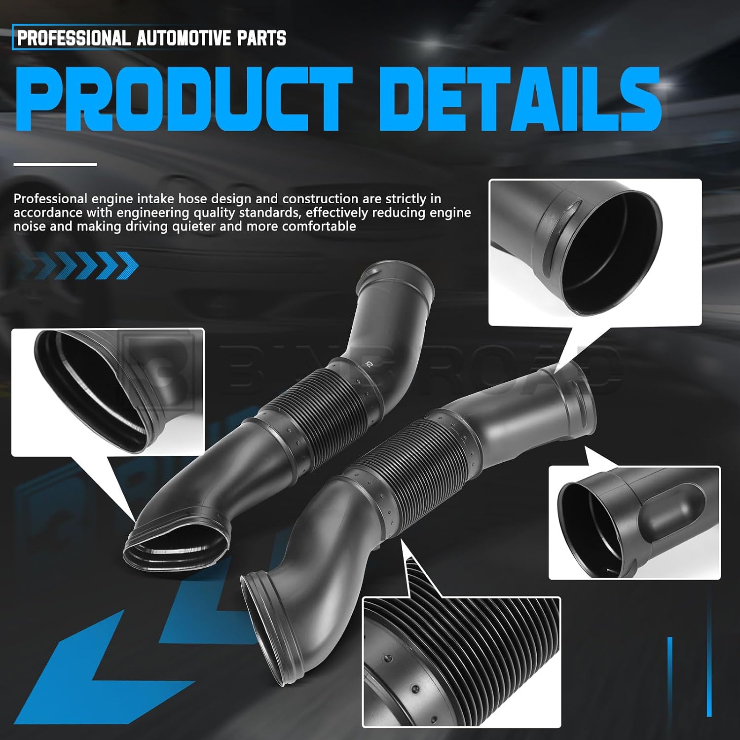 Air Intake Inlet Duct Tube Hose Pipe 1130941282 + 1130941182 Compatible with AMG Mercedes Benz W215 W220 CL55 S55 | CL500 W215 W220 2000-2006