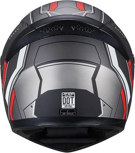 Miniatura 8 de Casco integral para motocicleta de cara completa en color negro para moto de calle y carreras para adultos WS-607 aprobado por DOT (Mecha Roja, L)