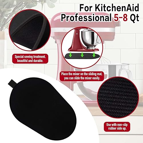 Miniatura 4 de Alfombrilla deslizante para batidora de pie Kitchenaid con 2 utensilios de cocina de silicona, alfombrilla deslizante compatible con accesorios de