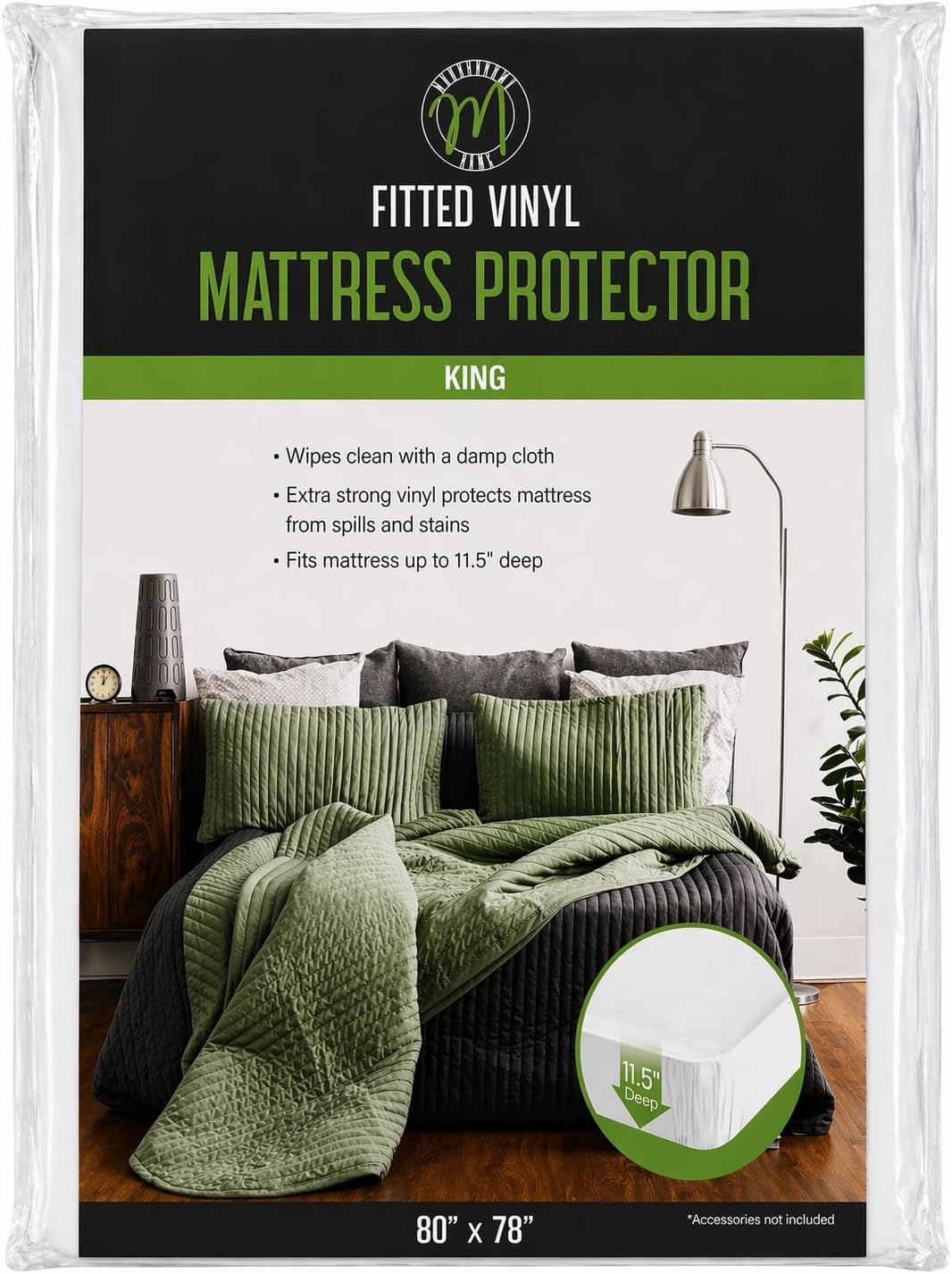 Home Expressions 4Gauge Vinyl Plastic Mattress Protector Fitted Sheet Style Waterproof Mattress Cover Breathable and Spill Protection Fits a Mattress Up to 11.5" Deep (Queen 80" x 60" x 11.5 Deep)