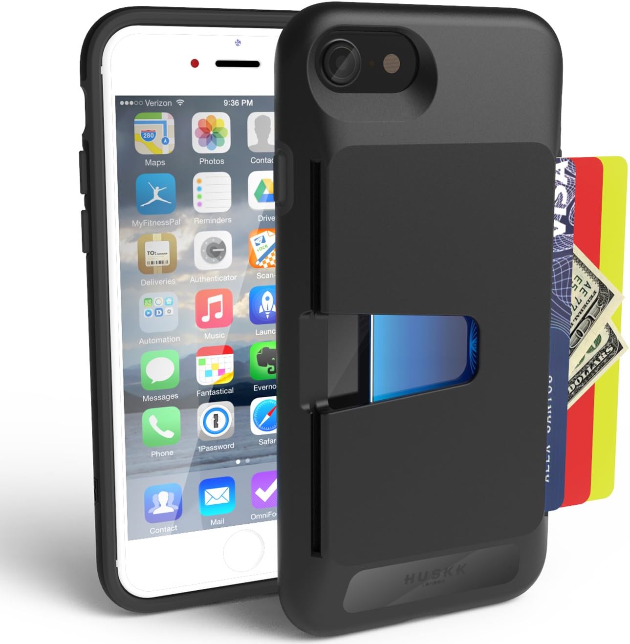 HUSKK iPhone 8 / iPhone 7 Wallet Case - Slim Card Holder - Upto 4 Cards with Scratch Resistant Drop Shock Protection