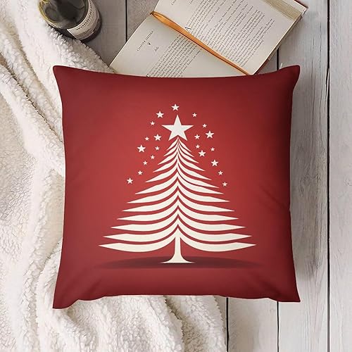 Miniatura 4 de Cojines Decorativos para Sala - Fundas de almohada simples con diseño de árbol de Navidad, diseño de estrella roja, fundas de almohada de invierno,