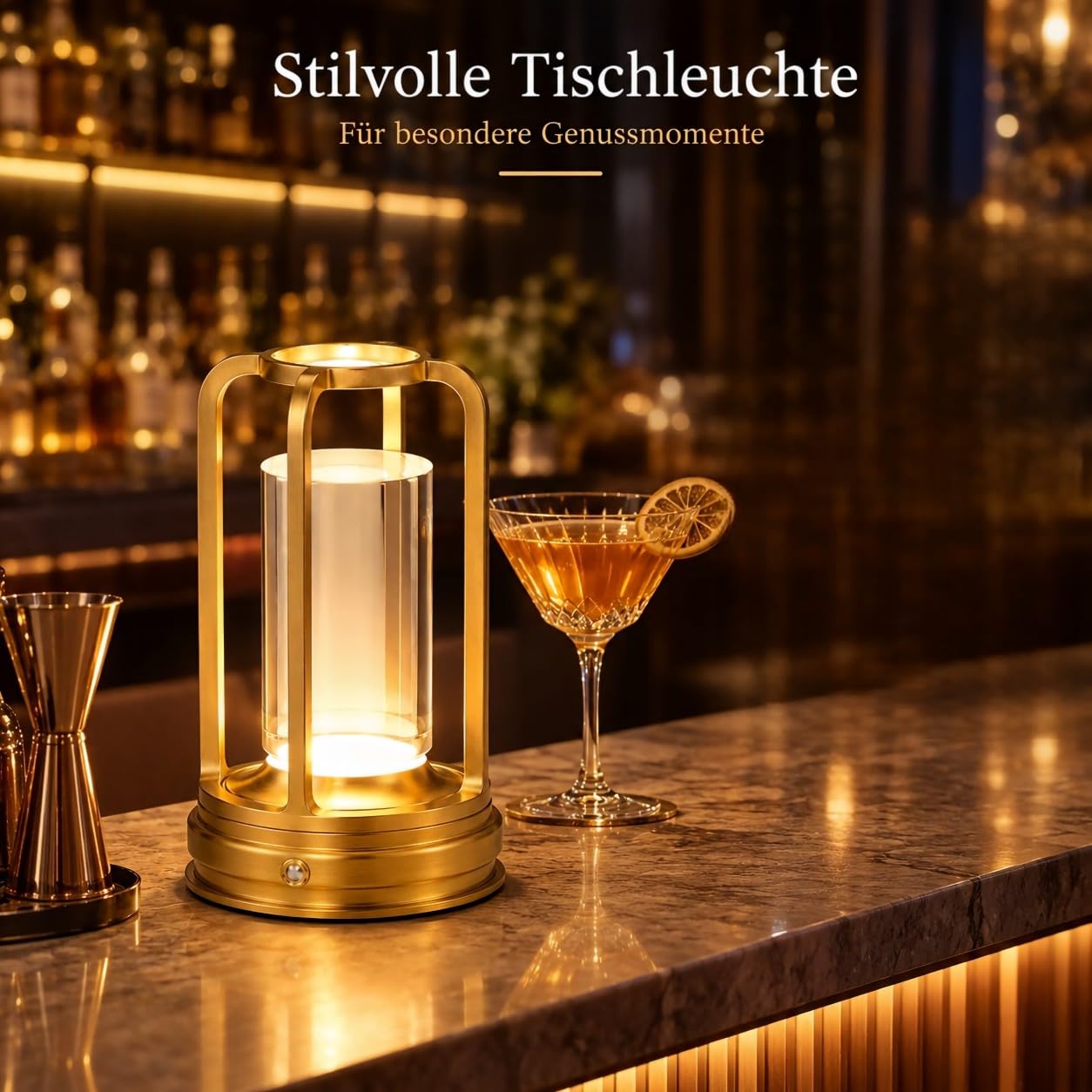 2er Set Tischlampe Kabellos mit Akku, LED Touch Lampe Dimmbar, USB-C Wiederaufladbar, 3 Farbtemperaturen, Aluminium Tischleuchte für Restaurant, Café, Hotel, Schlafzimmer, Gold