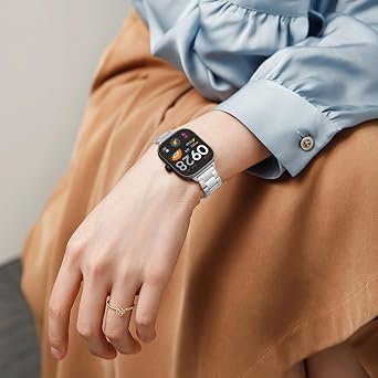 BDIG Bracelet Compatible with XiaomiRedmi Watch 4, premium stainless steel metal adjustable replacement strap for men/women