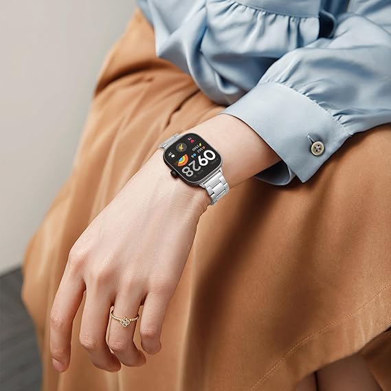 BDIG Bracelet Compatible with XiaomiRedmi Watch 4, premium stainless steel metal adjustable replacement strap for men/women