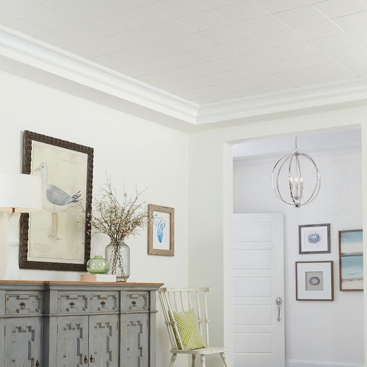 Washable White Mineral Fibre Ceiling Panels - 12" x 12" x 1/2", 40 Pack