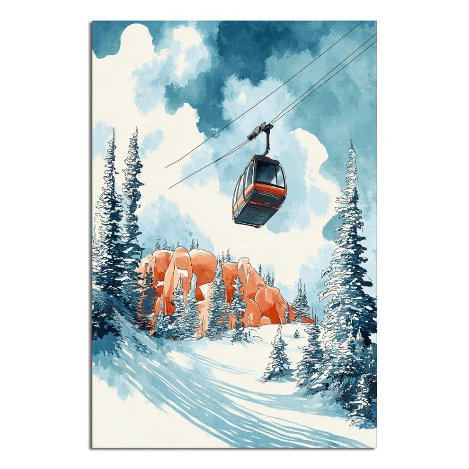 Snowbird Utah Ski Posters 24x36inch(60x90cm) Vintage Watercolor Canvas Art