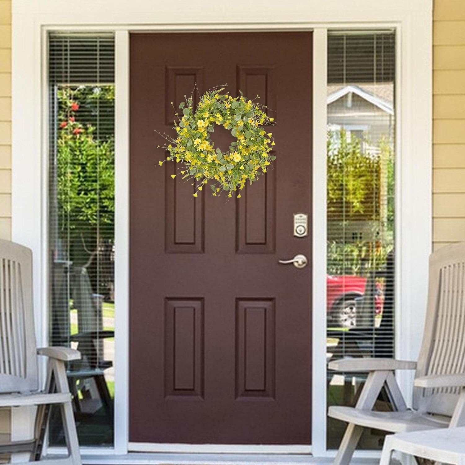 23.62inch Eucalyptus Wreath, Front Door Garland Creative Flower Wreath for Decoration Party Housewarming Photo Prop Farmhouse