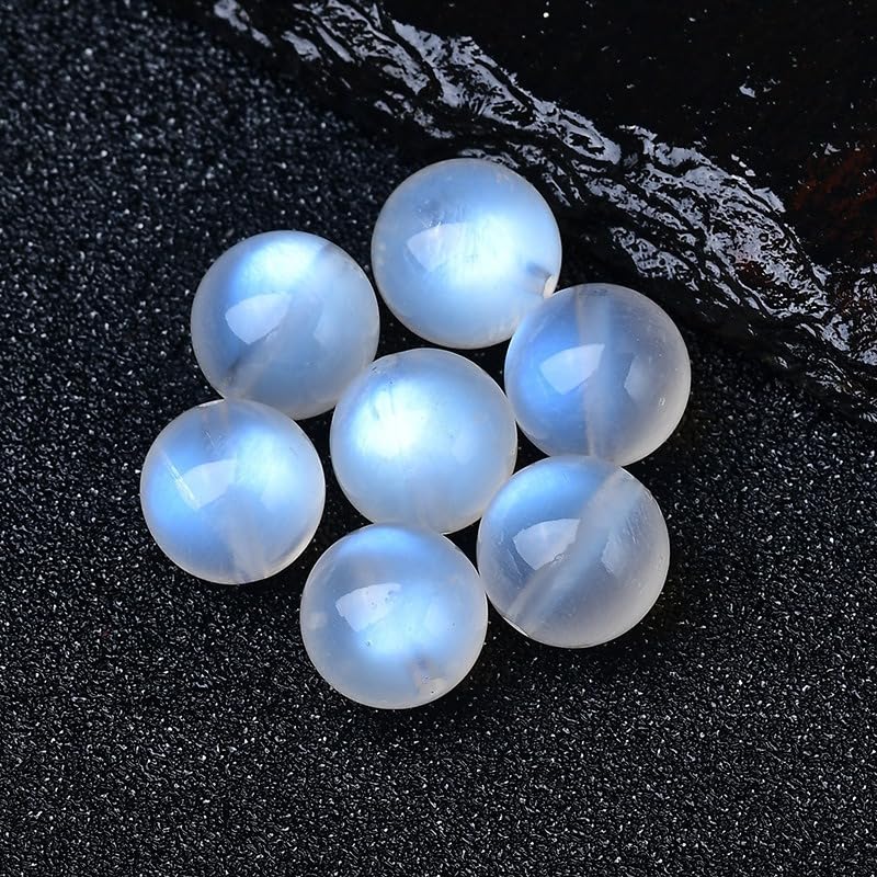 Lot de 5 Perles Rondes en Pierre de Lune Naturelle de 6 à 12 mm, Perles d'espacement en Cristal de Labradorite pour la Fabrication de Bracelets, Colliers et Bijoux Faits Main