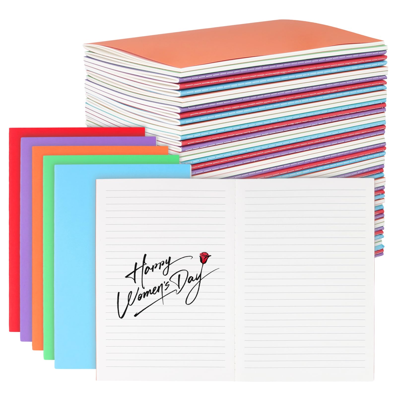 MANCHAP 50 cuadernos rayados A5, cuadernos de composición colorida, diario de escritura para diario, notas, oficina, viajes, 160 páginas, 80 hojas, 5.5 x 8.2 pulgadas, 5 colores