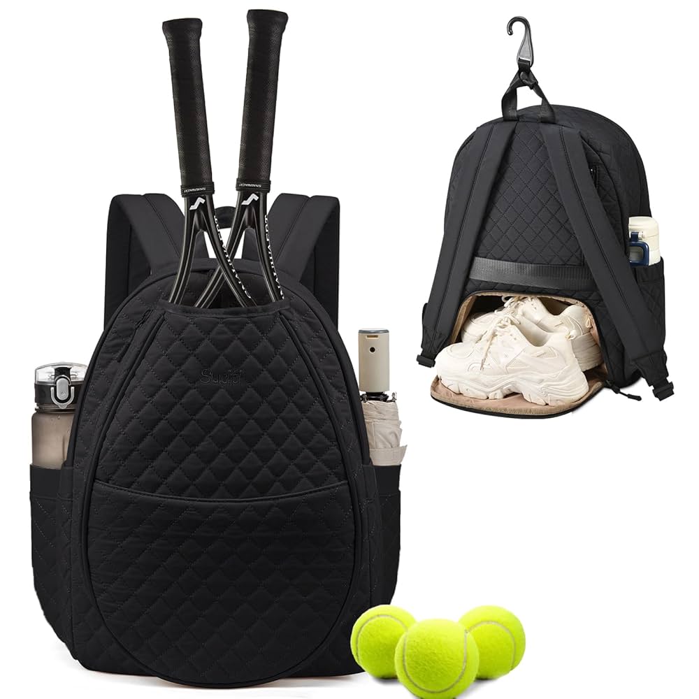 Sucipi Tennis Bags for Women, Quilted Tennis Racket Bag Backpack for Tennis Racquet, Pickleball Paddles, Badminton