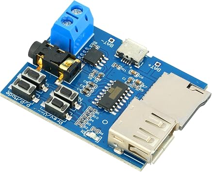5Pcs MP3 Decoder Player Module | Small Amplifier, TF Card U Disk Play, Micro USB 5V Power Supply, Audio Amplifier