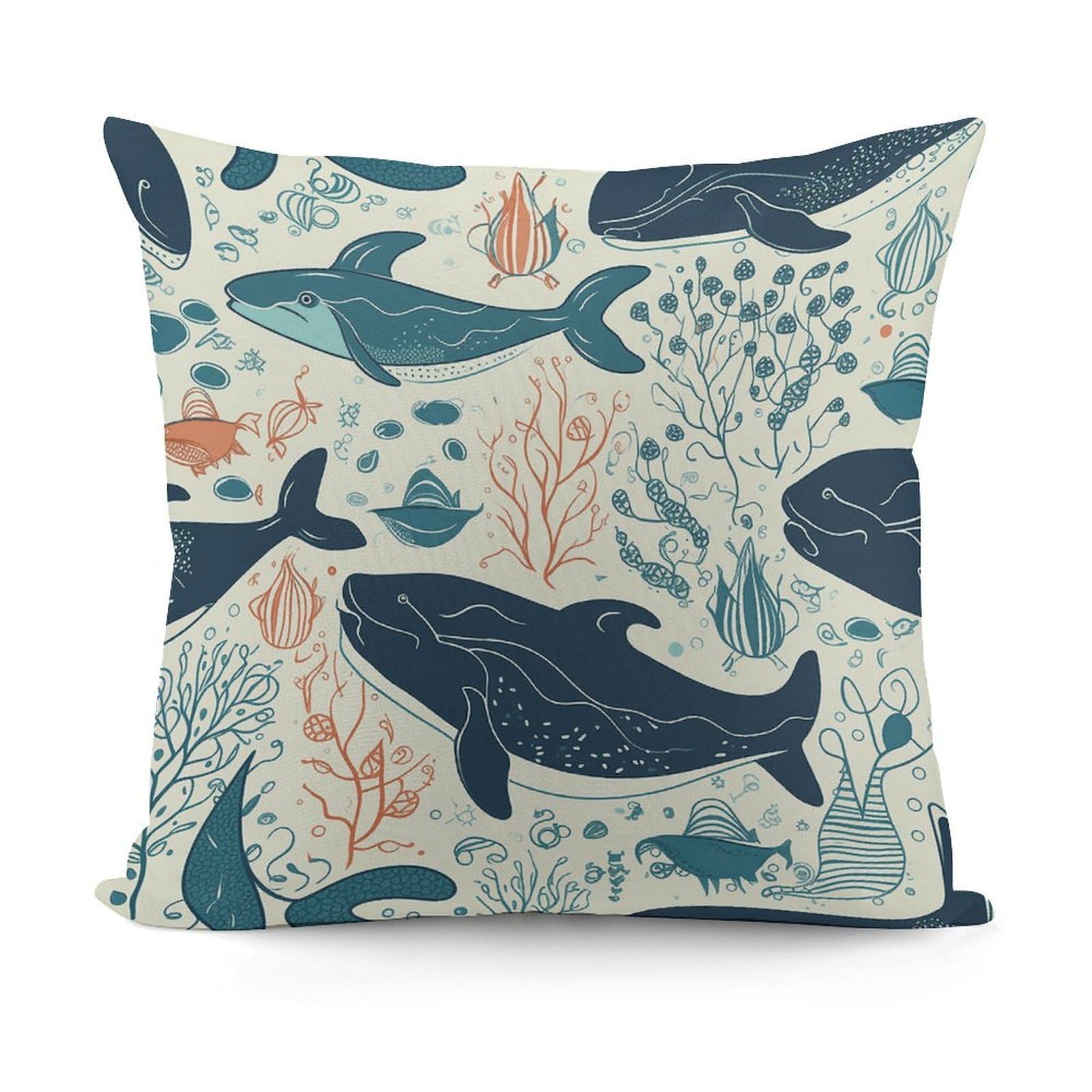 VstaDank Underwater Whale Throw Pillow Cover Soft Square Cushion Cover Art Artwork Pillow Covers Mordern Couch Pillow Covers Decorative Cushion Case for Chair Couch Bedroom Living Room